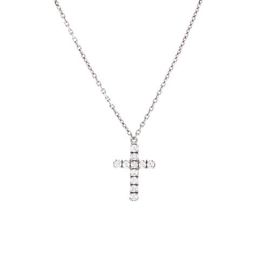Pre-Owned Cartier Pre-Owned Cartier Cross Pendant Necklace 18K White Gold with Diamonds