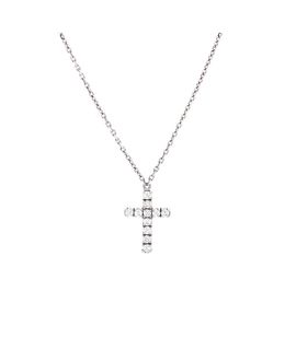Pre-owned Cartier Pre-Owned Cartier Cross Pendant Necklace 18K White Gold with Diamonds, 18
