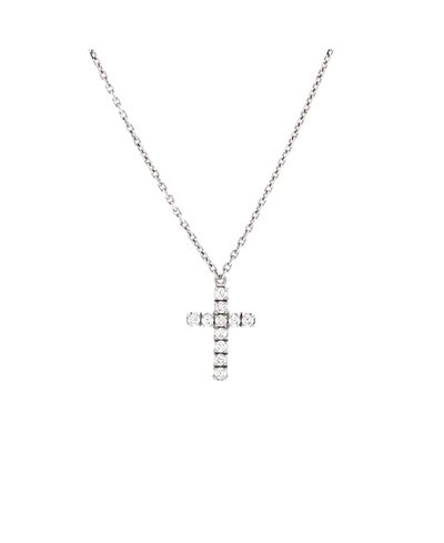 Pre-owned Cartier Pre-Owned Cartier Cross Pendant Necklace 18K White Gold with Diamonds, 18