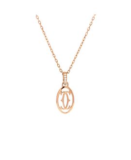 Pre-owned Cartier Pre-Owned Cartier Double C de Cartier Pendant Necklace 18K Rose Gold with Diamonds, 16