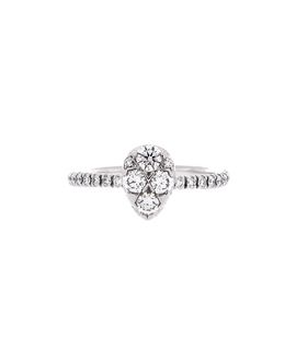 Pre-owned Cartier Pre-Owned Cartier Etincelle de Cartier Solitaire Ring 18K White Gold with Pear Cut Diamond and Pave Diamond