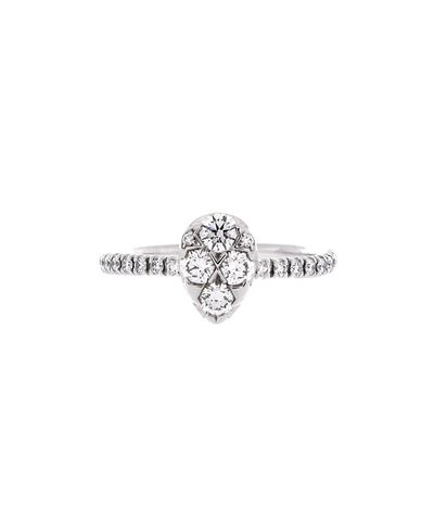 Pre-owned Cartier Pre-Owned Cartier Etincelle de Cartier Solitaire Ring 18K White Gold with Pear Cut Diamond and Pave Diamond