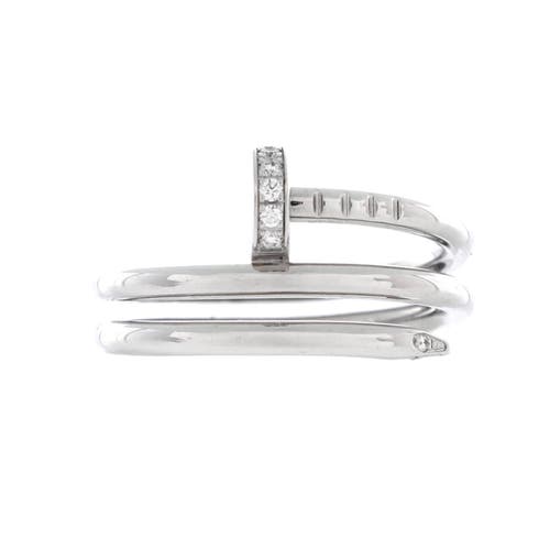 Pre-Owned Cartier Pre-Owned Cartier Juste un Clou Double Ring 18K White Gold and Diamonds Small
