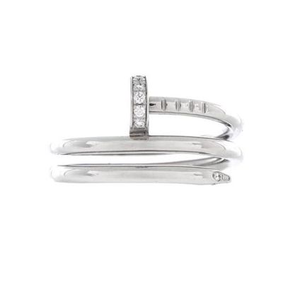Pre-Owned Cartier Pre-Owned Cartier Juste un Clou Double Ring 18K White Gold and Diamonds Small