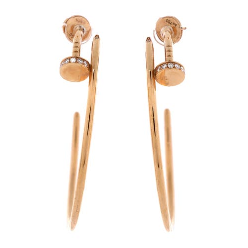 Pre-Owned Cartier Pre-Owned Cartier Juste un Clou Hoop Earrings 18K Rose Gold with Diamonds XL