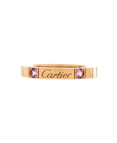 Pre-owned Cartier Pre-Owned Cartier Lanieres Ring 18K Rose Gold with Pink Sapphires