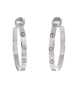 Pre-owned Cartier Pre-Owned Cartier Large Love Hoop Earrings 18K White Gold