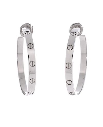 Pre-owned Cartier Pre-Owned Cartier Large Love Hoop Earrings 18K White Gold