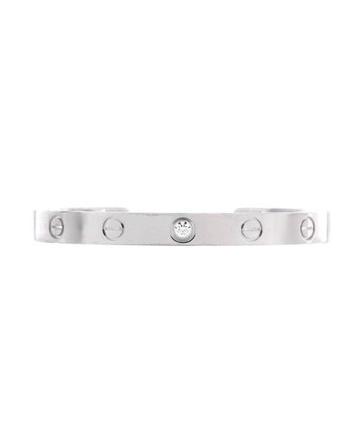Pre-owned Cartier Pre-Owned Cartier Love 1 Diamond Cuff Bracelet 18K White Gold with Diamond