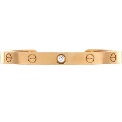 Pre-Owned Cartier Pre-Owned Cartier Love 1 Diamond Cuff Bracelet 18K Yellow Gold with Diamond