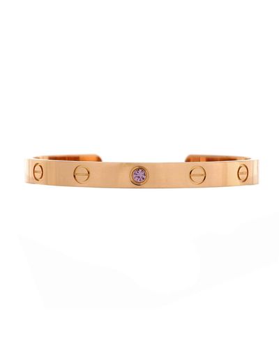Pre-owned Cartier Pre-Owned Cartier Love Cuff Bracelet 18K Rose Gold with Pink Sapphire