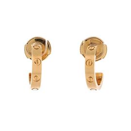 Pre-Owned Cartier Pre-Owned Cartier Love Hoop Earrings 18K Yellow Gold Small