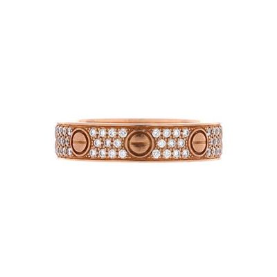 Pre-Owned Cartier Pre-Owned Cartier Love Wedding Band Pave Diamonds Ring 18K Rose Gold and Diamonds