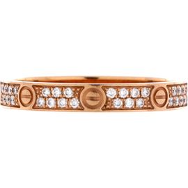 Pre-Owned Cartier Pre-Owned Cartier Love Wedding Band Pave Diamonds Ring 18K Rose Gold and Diamonds Small