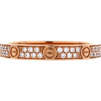 Pre-Owned Cartier Pre-Owned Cartier Love Wedding Band Pave Diamonds Ring 18K Rose Gold and Diamonds Small