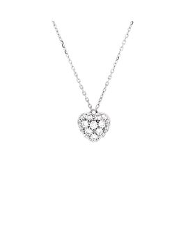 Pre-owned Cartier Pre-Owned Cartier Medium Heart Pendant Necklace 18K White Gold and Pave Diamonds, 16