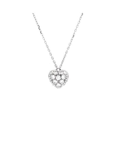 Pre-owned Cartier Pre-Owned Cartier Medium Heart Pendant Necklace 18K White Gold and Pave Diamonds, 16