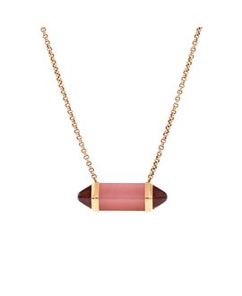 Pre-owned Cartier Pre-Owned Cartier Medium Les Berlingots de Cartier Pendant Necklace 18K Rose Gold with Pink Chalcedony and Garnets, 18