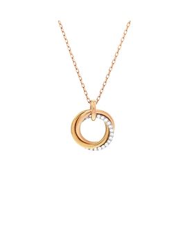 Pre-owned Cartier Pre-Owned Cartier Medium Trinity Pendant Necklace 18K Tricolor Gold with Pave Diamonds, 16.25