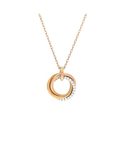 Pre-owned Cartier Pre-Owned Cartier Medium Trinity Pendant Necklace 18K Tricolor Gold with Pave Diamonds, 16.25
