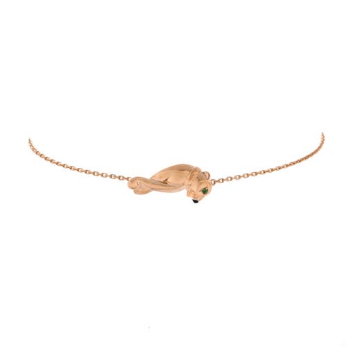 Pre-Owned Cartier Pre-Owned Cartier Panthere de Cartier Single Chain Bracelet 18K Rose Gold with Tsavorite and Onyx Mini