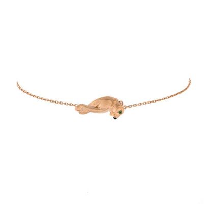 Pre-Owned Cartier Pre-Owned Cartier Panthere de Cartier Single Chain Bracelet 18K Rose Gold with Tsavorite and Onyx Mini
