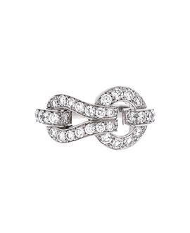 Pre-owned Cartier Pre-Owned Cartier Small Agrafe Ring 18K White Gold and Diamonds