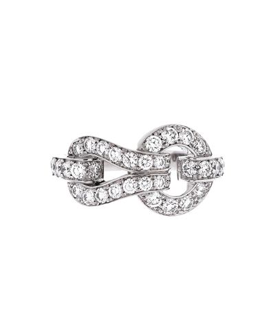 Pre-owned Cartier Pre-Owned Cartier Small Agrafe Ring 18K White Gold and Diamonds