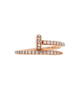 Pre-owned Cartier Pre-Owned Cartier Small Juste un Clou Paved Ring 18K Rose Gold with Diamonds