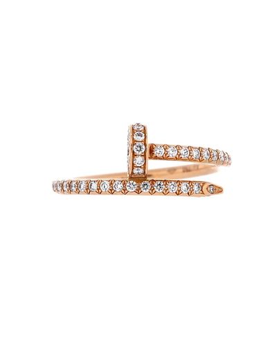 Pre-owned Cartier Pre-Owned Cartier Small Juste un Clou Paved Ring 18K Rose Gold with Diamonds