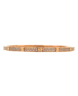 Pre-owned Cartier Pre-Owned Cartier Small Love Bracelet 18K Rose Gold with Pave Diamonds
