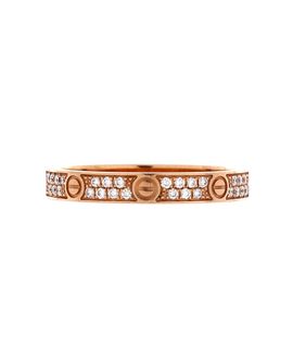 Pre-owned Cartier Pre-Owned Cartier Small Love Wedding Band Pave Diamonds Ring 18K Rose Gold and Diamonds