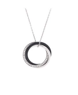 Pre-owned Cartier Pre-Owned Cartier Small Trinity Pendant Necklace 18K White Gold with Diamonds and Ceramic