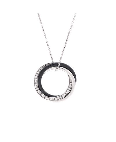 Pre-owned Cartier Pre-Owned Cartier Small Trinity Pendant Necklace 18K White Gold with Diamonds and Ceramic