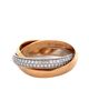 Pre-owned Cartier Pre-Owned Cartier Small Trinity Ring 18K Tricolor Gold with Pave Diamonds - 2