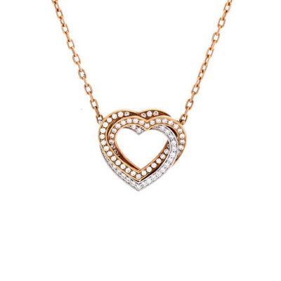 Pre-Owned Cartier Pre-Owned Cartier Trinity de Cartier Heart Pendant Necklace 18K Tricolor Gold with Pave Diamonds