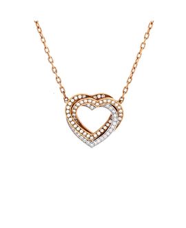 Pre-owned Cartier Pre-Owned Cartier Trinity de Cartier Heart Pendant Necklace 18K Tricolor Gold with Pave Diamonds, 16