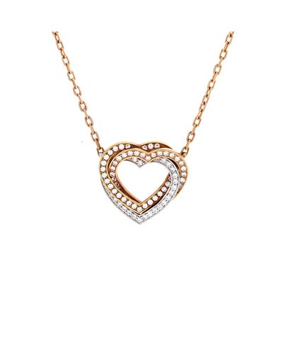 Pre-owned Cartier Pre-Owned Cartier Trinity de Cartier Heart Pendant Necklace 18K Tricolor Gold with Pave Diamonds, 16