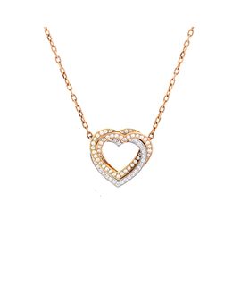 Pre-owned Cartier Pre-Owned Cartier Trinity de Cartier Heart Pendant Necklace 18K Tricolor Gold with Pave Diamonds, 16.25