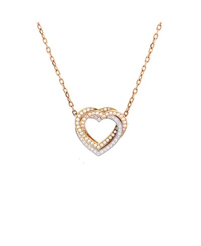 Pre-owned Cartier Pre-Owned Cartier Trinity de Cartier Heart Pendant Necklace 18K Tricolor Gold with Pave Diamonds, 16.25