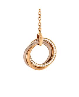 Pre-owned Cartier Pre-Owned Cartier Trinity Lariat Necklace 18K Tricolor Gold with Diamonds, 18.5