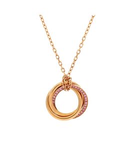 Pre-owned Cartier Pre-Owned Cartier Trinity Pendant Necklace 18K Rose Gold with Pave Pink Sapphires