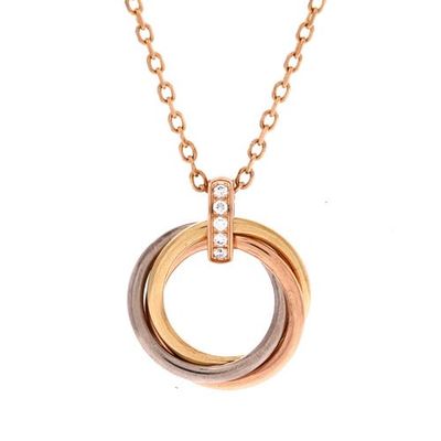 Pre-owned Cartier Pre-Owned Cartier Trinity Pendant Necklace 18K Tricolor Gold and Diamonds