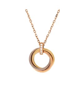 Pre-owned Cartier Pre-Owned Cartier Trinity Pendant Necklace 18K Tricolor Gold and Diamonds, 15.75