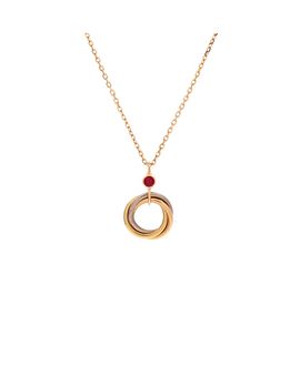Pre-owned Cartier Pre-Owned Cartier Trinity Pendant Necklace 18K Tricolor Gold and Ruby, 15