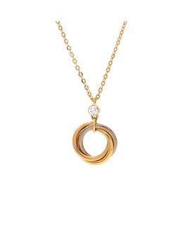 Pre-owned Cartier Pre-Owned Cartier Trinity Pendant Necklace 18K Tricolor Gold with Diamond, 17