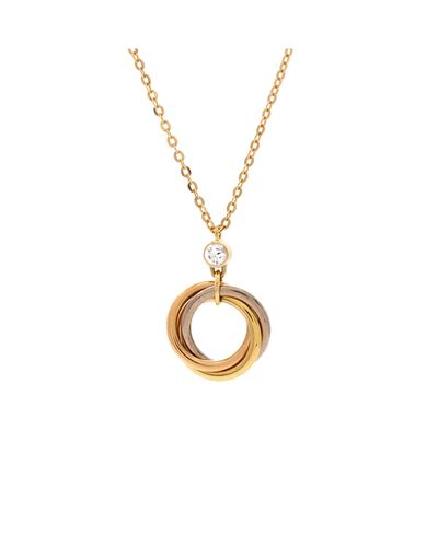 Pre-owned Cartier Pre-Owned Cartier Trinity Pendant Necklace 18K Tricolor Gold with Diamond, 17