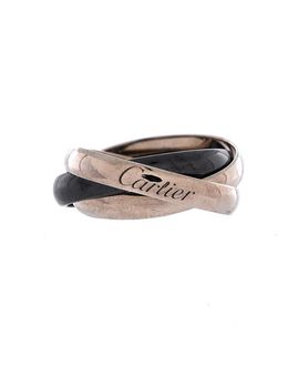 Pre-owned Cartier Pre-Owned Cartier Trinity Ring 18K White Gold and Ceramic