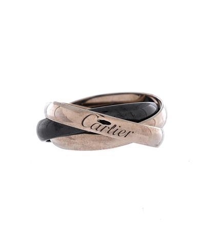 Pre-owned Cartier Pre-Owned Cartier Trinity Ring 18K White Gold and Ceramic