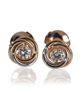 Pre-owned Cartier Pre-Owned Cartier Trinity Stud 18k 3 Tone Gold Earrings